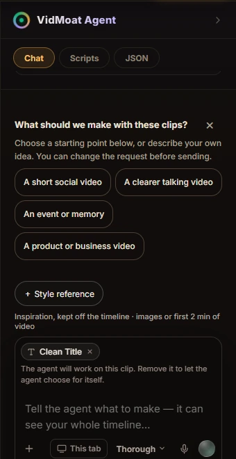 Check the target of your request: actual Vidmoat editor screenshot