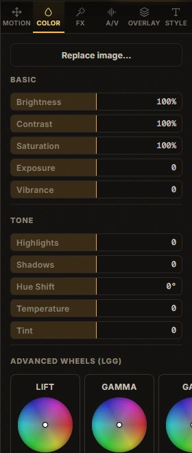 Adjust with a reason: actual Vidmoat editor screenshot