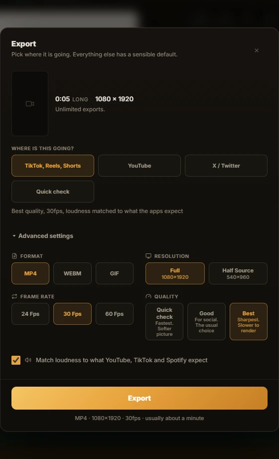 Read the actual settings: actual Vidmoat editor screenshot