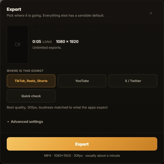 Choose the destination: actual Vidmoat editor screenshot