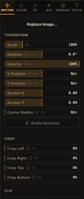 Select first, transform second: actual Vidmoat editor screenshot